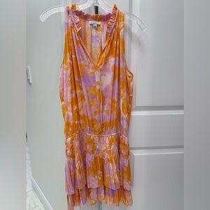 Floral Orange and Pink Sleeveless Dress